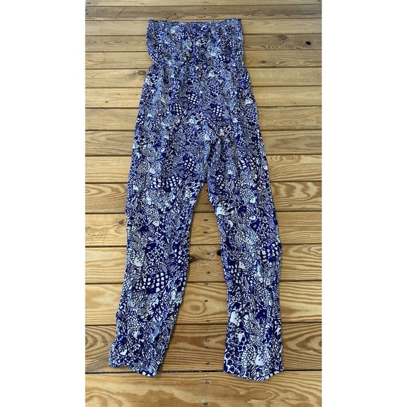 Lilly Pulitzer Pants - Lilly Pulitzer Patterned Strapless Jumpsuit Size Medium Women’s Blue